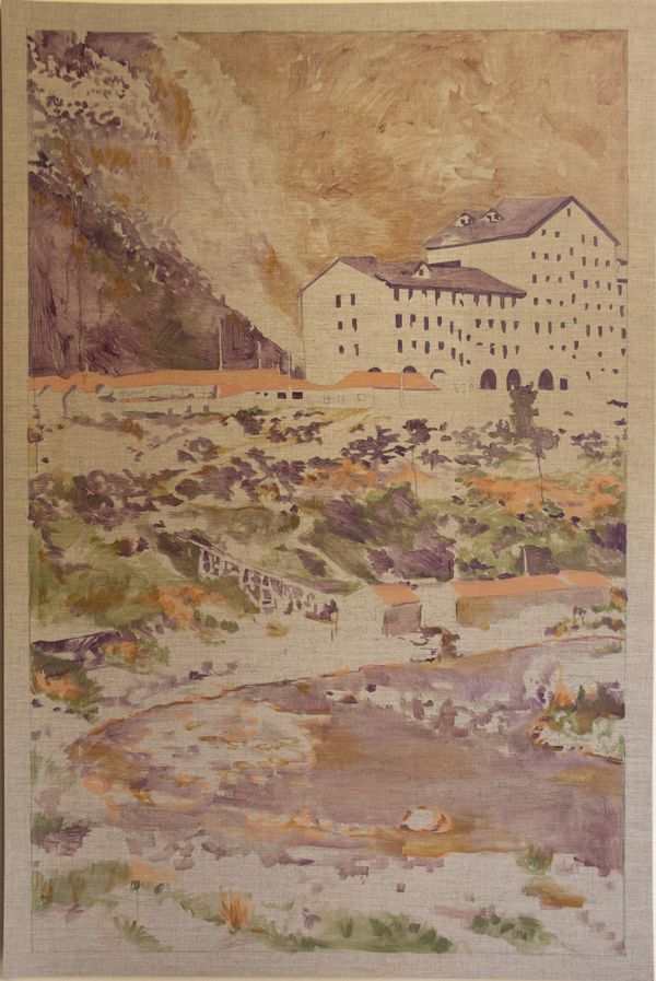 pintura del Sanatorio de Tuberculosis en Chile, de tonos ocres