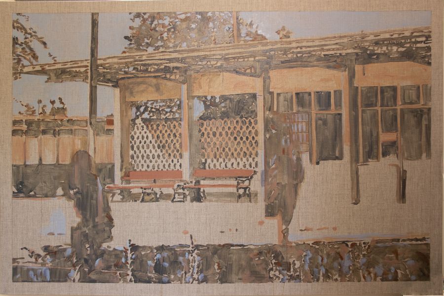 pintura de la Estación Paniahue, Santa Cruz, de colores ocres