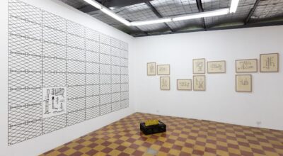 Adán Vallecillo, Injertos. Vista de exposición en Galería Extra, Ciudad de Guatemala, 2023. Cortesía del artista y la galería