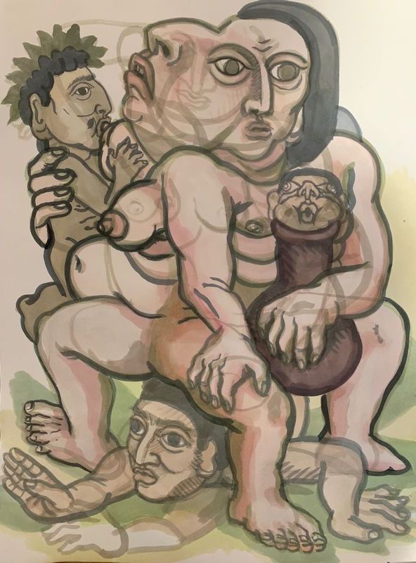 Juan Bautista Climént,
Enredaderas de la maleza, 2023. Acuarela sobre papel, 61 x 45 cm. Cortesía del artista y Km 0.2