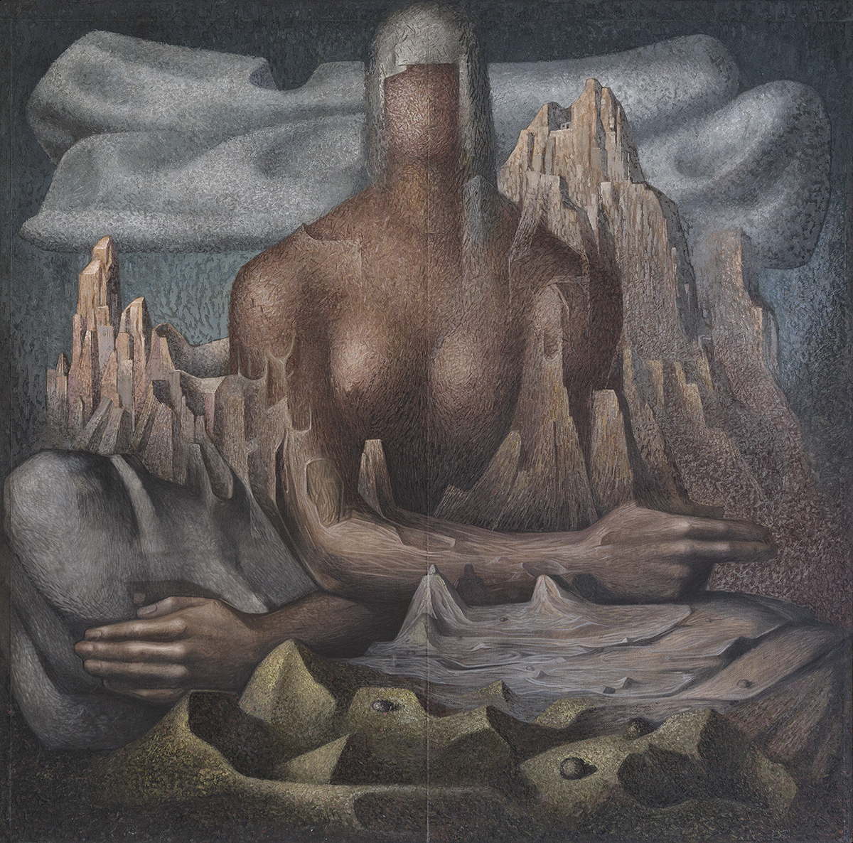 Jorge González Camarena, La Montaña, s.f. Encáustica sobre Masonite, 251 x 251 cm. Colección BBVA México