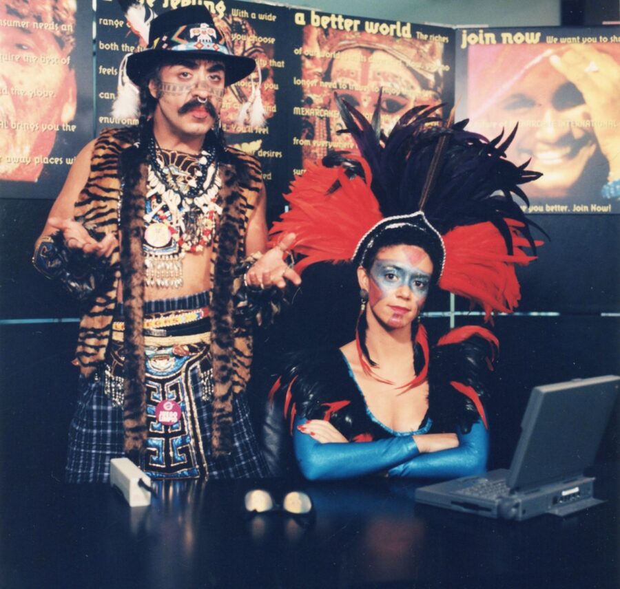 Coco Fusco, Mexarcane, 1994–1995. Coco Fusco and Guillermo Gómez-Peña. Photo: Kim Kozzi.