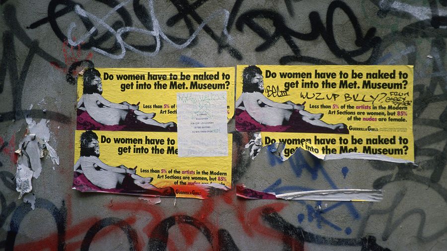 Guerrilla Girls' posters on the street, New York, 1989. Courtesy: Guerrilla Girls