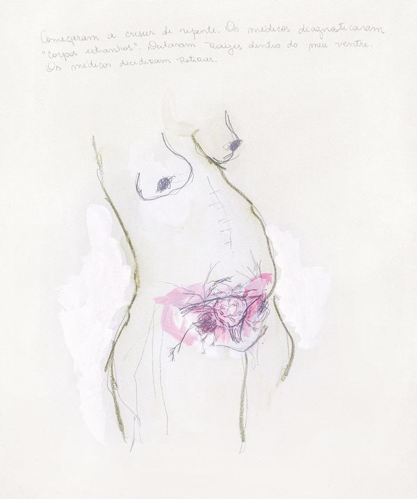 Rosana Paulino, dibujo de la serie Diário da doença, 1999. Cortesía: Malba