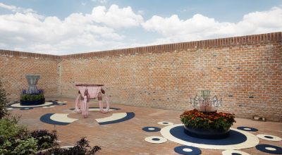 Vista de la exposición Parcelas Floridas, de Aurora Noreña, en Casa Wabi Sabino, Ciudad de México, 2024. Foto: Rubén Garay