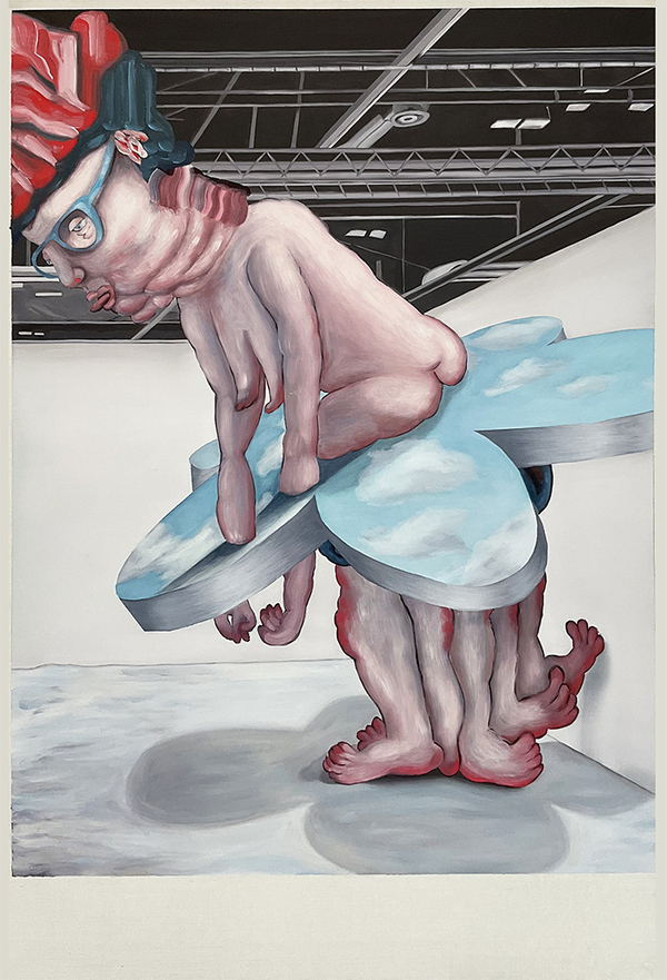 Carolina Muñoz, Sky flower, 2024, óleo sobre tela, 90 x 60 cm. © Carolina Muñoz. Cortesía: Isabel Croxatto Galería