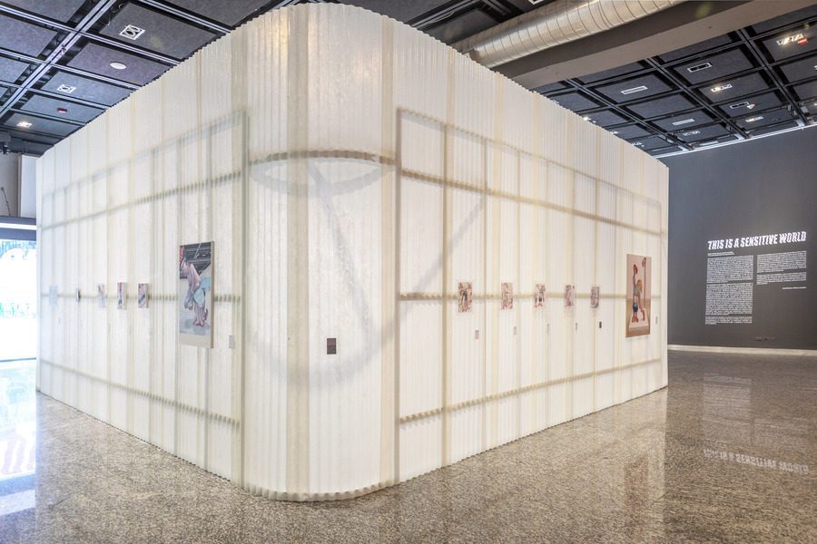 Vista de la exposición This is a sensitive world, de Carolina Muñoz, en la Sala de Arte CCU, Santiago, Chile. Foto: Jorge Brantmayer. Cortesía: Sala de Arte CCU