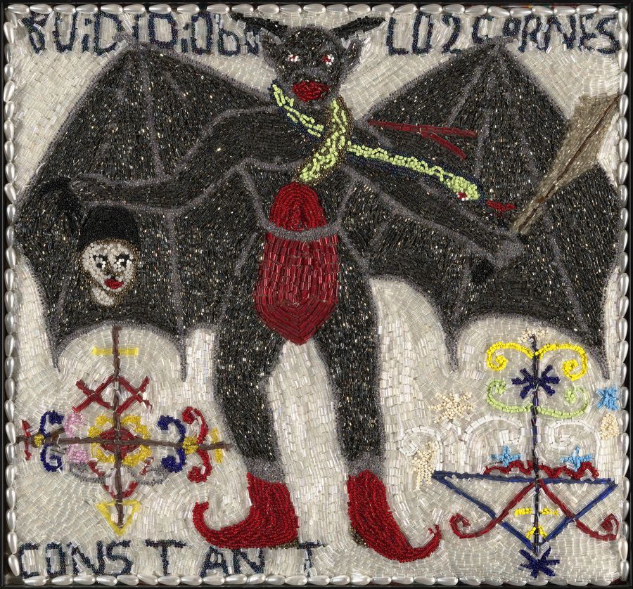 Myrlande Constant, Guede Djable 2 Cornes, s.f., cuentas de vidrio y lentejuelas sobre tela, 34,29 x 35,56 cm. Cortesía: National Gallery of Art