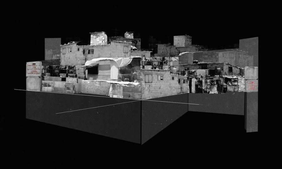 Mahmoud Alhaj, Roofs Knocking No. 1, 2023. Fotografía digital, Google Maps, archivo de Internet, 72 x 120 cm. Cortesía: Zawyeh Gallery