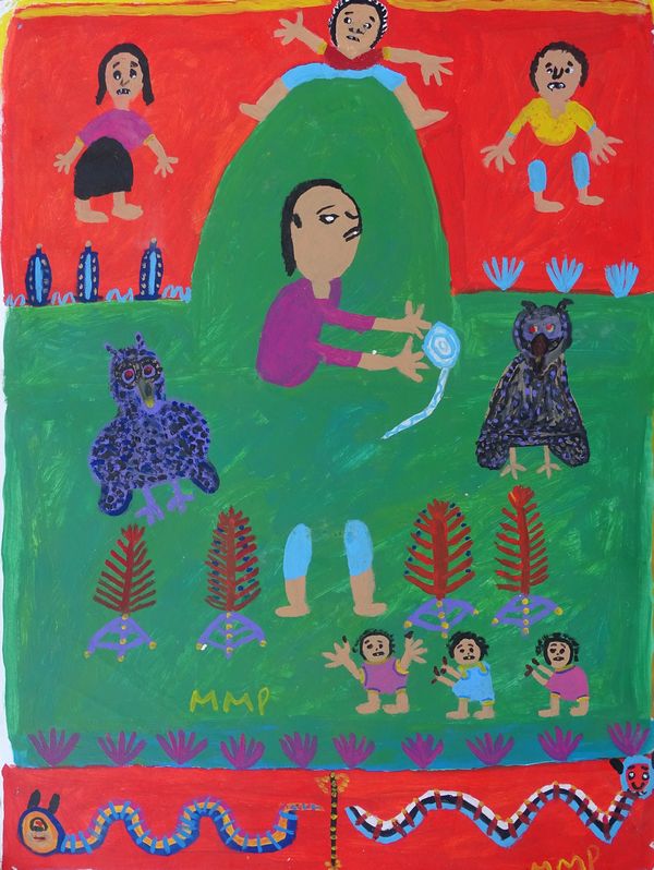 Maruch Méndez, Dueño de la tierra, 2019. Acrílico sobre papel, 60 x 50 cm.