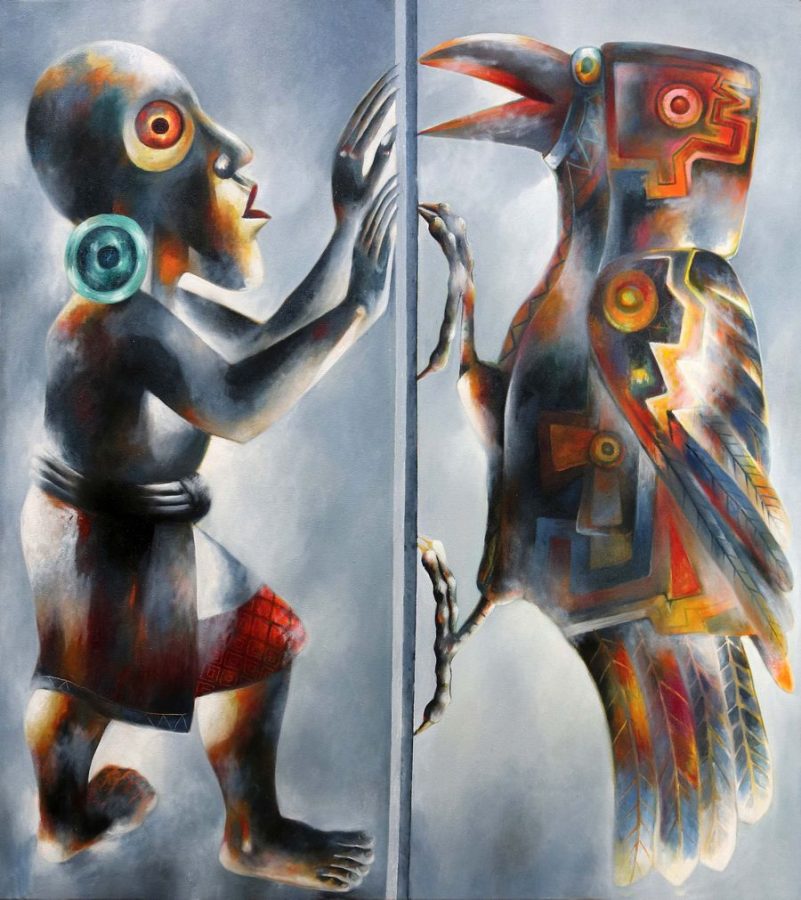 Antún Kojtom, El Encuentro, 2023. Óleo sobre lienzo, 117 x 104 cm.
