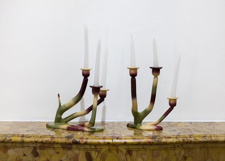 Julián Prebisch, Sin título, 2023. Acrílico sobre madera laqueada, 30 x 30 x 17 cm | 30 x 20 x 20 cm. Cortesía: TRAMO