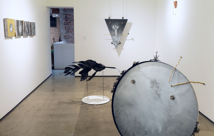 Vista de la exposición “Mal de ojo”, de Juan Carlos León, en La Nao, Ciudad de México, 2025. Foto: Quique Murguía. Cortesía: La Nao