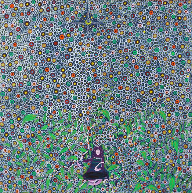 Filder Agustín Peña, Las células del Ayahuasca, 2011. Acrílico sobre tela. Cortesía del artista y de la Colección Hochschild Correa