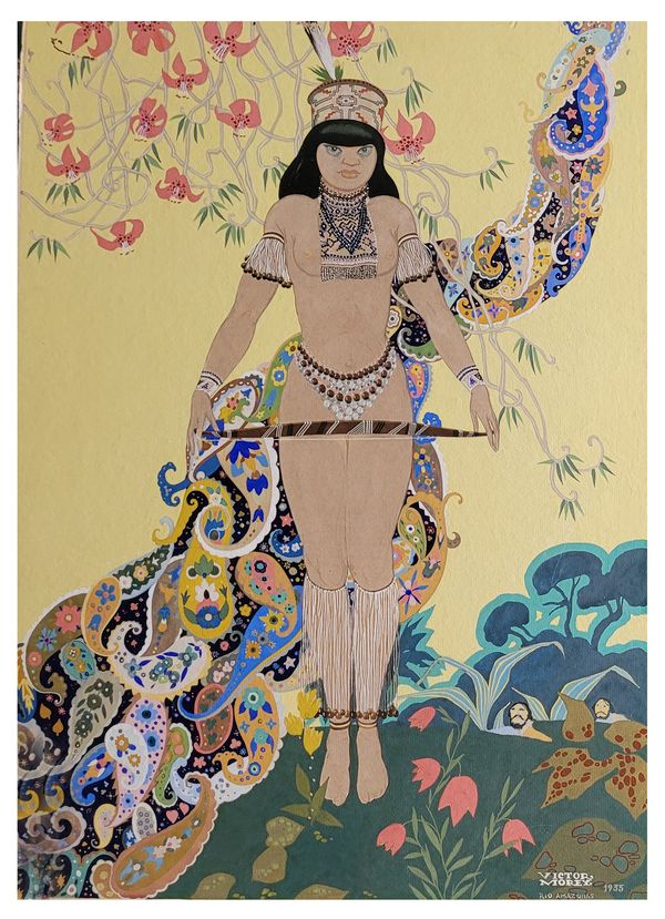 Víctor Morey Peña, Río Amazonas, 1935. Tempera sobre papel. Cortesía del artista y de la Colección Hochschild Correa