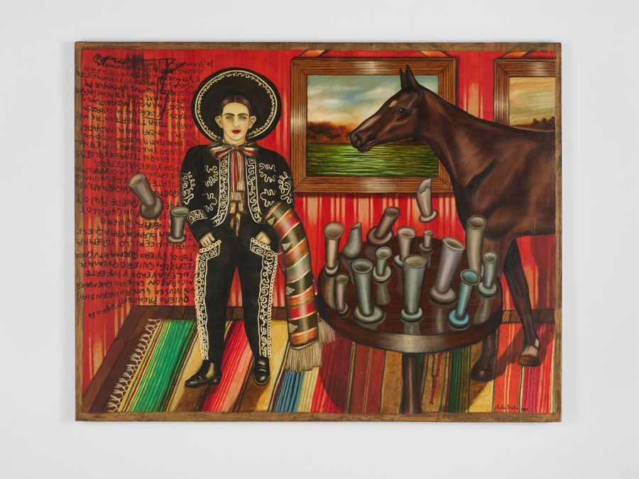 Julio Galán, Los cómplices, 1987. Óleo sobre tela, 180,3 x 229,9 cm. Cortesía: Luhring Agustine Chelsea