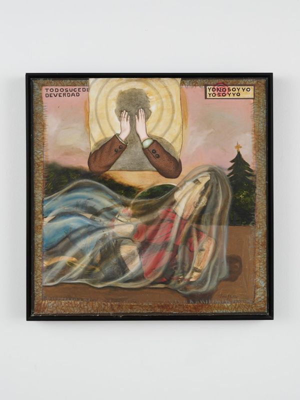 Julio Galán, Yo no soy yo, yo soy yo, 1986. Óleo sobre tela, 119,4 x 119,4 cm. Cortesía: Luhring Agustine Chelsea