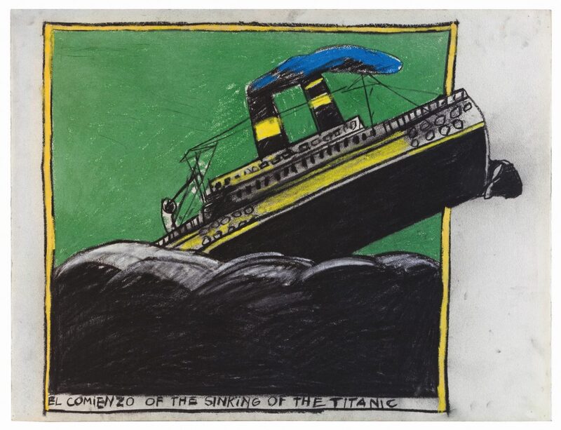 Antonio Seguí, serie Titanic, años 70. Pastel suave sobre papel. Colección personal de Édouard Glissant. Cortesía de Mémorial ACTe, Fonds Région Guadeloupe.